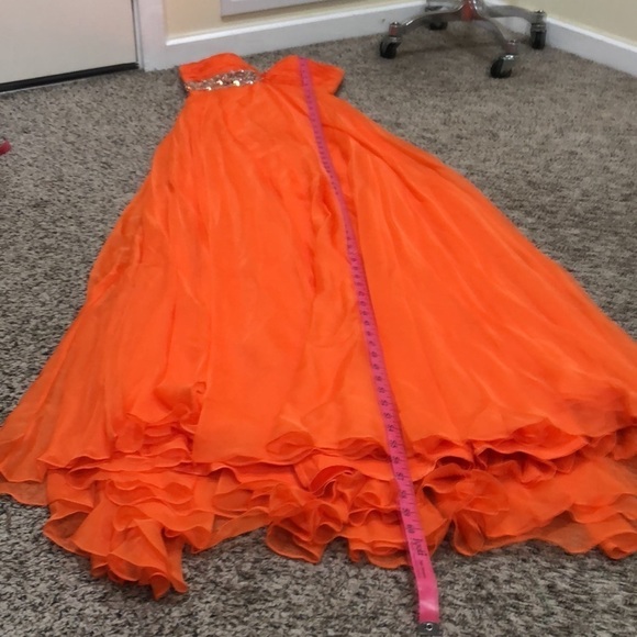 NWT Sherri Hill Maxi Dress Size 0 Orange Rhinestone Beaded Gown Style 3912 - Picture 8 of 8